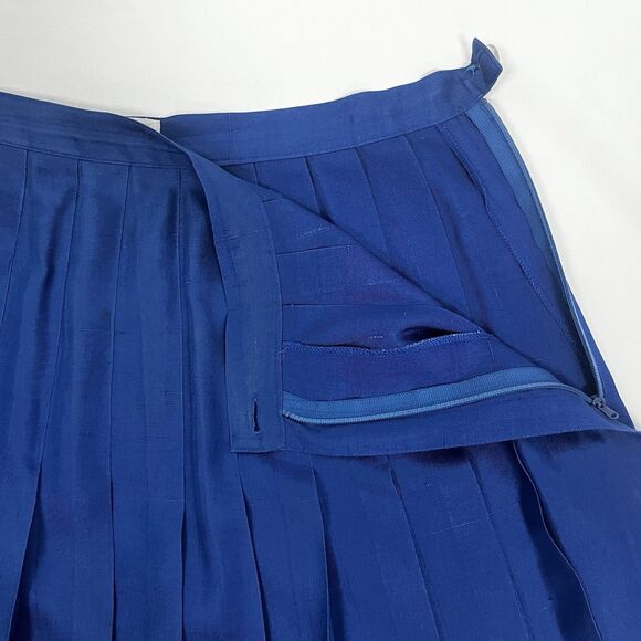 New Traditions For Marshall Field’s Cobalt Blue Silk Pleated Midi Skirt Size 12 - Picture 11 of 14